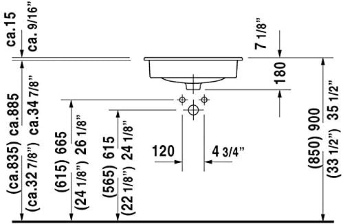 Lavoar Duravit 0337540000, D-Code, montaj in blat, preaplin, zona montaj interior, elemente fixare ascunse, alb [7]