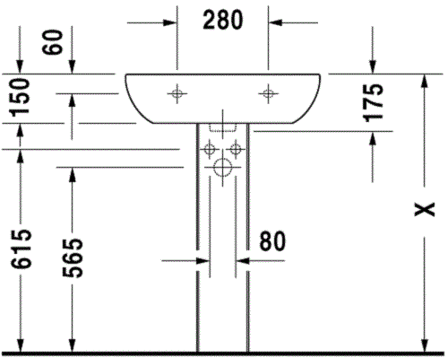 Lavoar Duravit 23106000002, D-Code, montaj pe perete, preaplin, zona montaj interior, elemente fixare ascunse, alb [9]