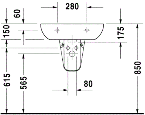 Lavoar Duravit 23106000002, D-Code, montaj pe perete, preaplin, zona montaj interior, elemente fixare ascunse, alb [10]