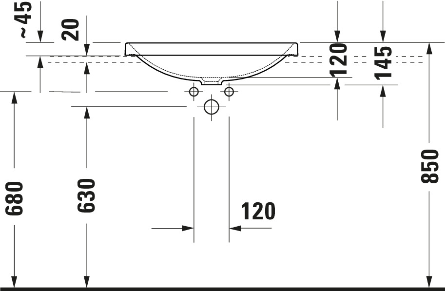 Lavoar Duravit 0358600079, D-Neo, montaj in blat, nr orificii baterie fara, zona montaj interior, alb [7]