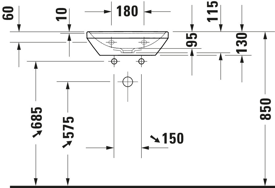 Lavoar Duravit 0738450041, D-Neo, montaj pe perete, zona montaj interior, elemente fixare ascunse, alb [6]