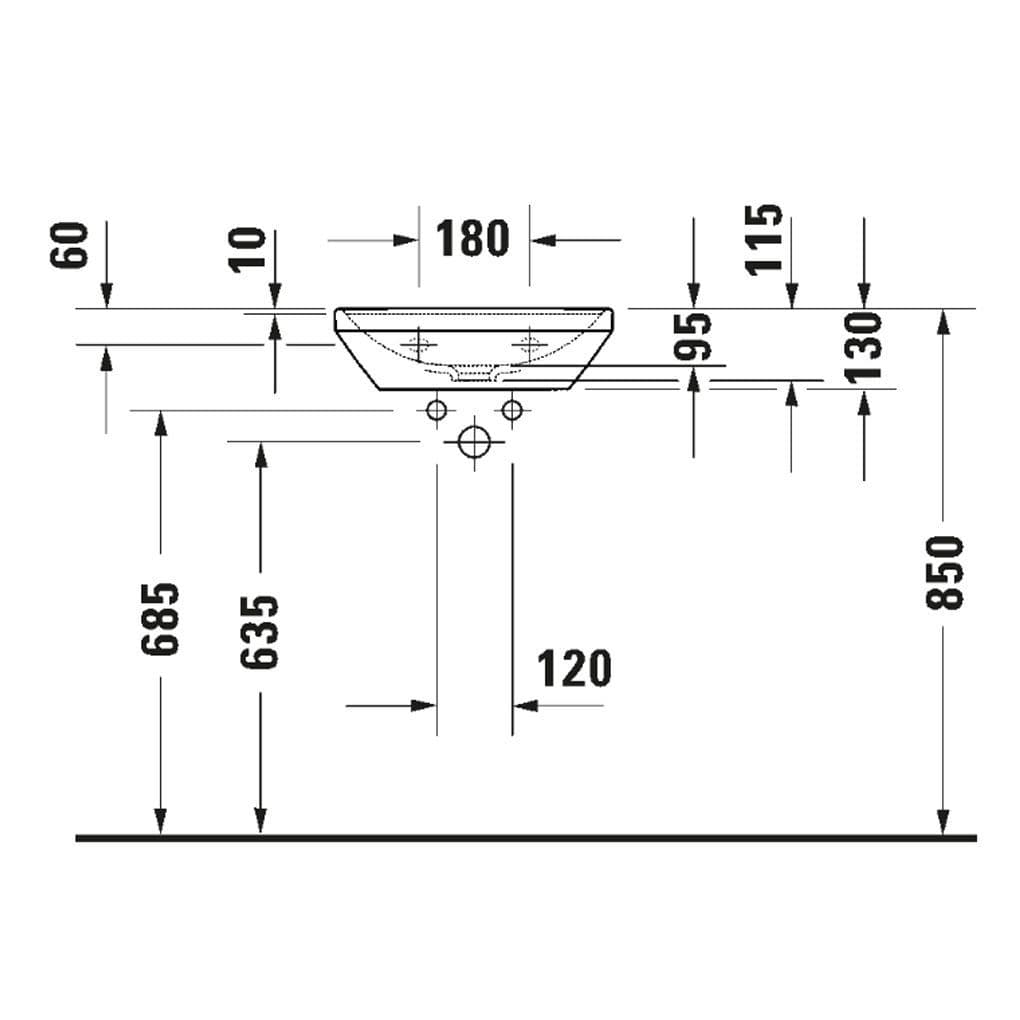 Lavoar Duravit 0738451341, D-Neo, montaj pe perete, zona montaj interior, elemente fixare ascunse, antracit [2]