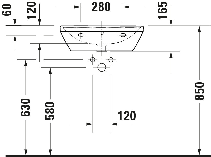 Lavoar Duravit 2366550000, D-Neo, montaj pe perete, preaplin, zona montaj interior, elemente fixare ascunse, alb [6]
