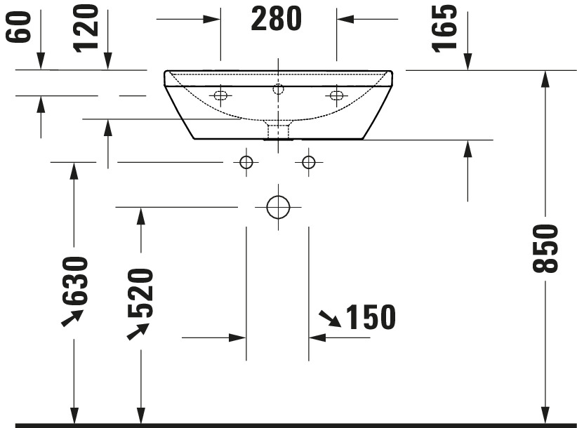 Lavoar Duravit 2366550000, D-Neo, montaj pe perete, preaplin, zona montaj interior, elemente fixare ascunse, alb [7]