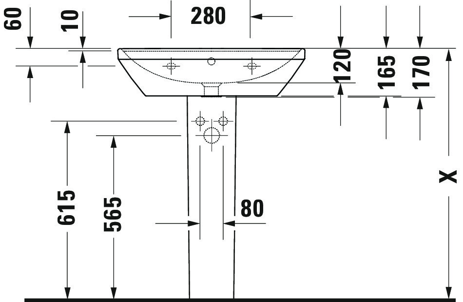 Lavoar Duravit 2366650000, D-Neo, montaj pe perete, preaplin, zona montaj interior, elemente fixare ascunse, alb [12]