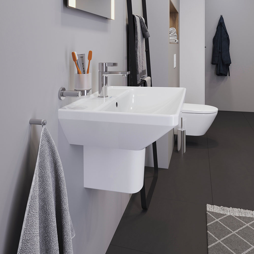 Lavoar Duravit 2366650000, D-Neo, montaj pe perete, preaplin, zona montaj interior, elemente fixare ascunse, alb [5]