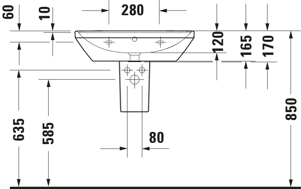 Lavoar Duravit 2366650000, D-Neo, montaj pe perete, preaplin, zona montaj interior, elemente fixare ascunse, alb [13]