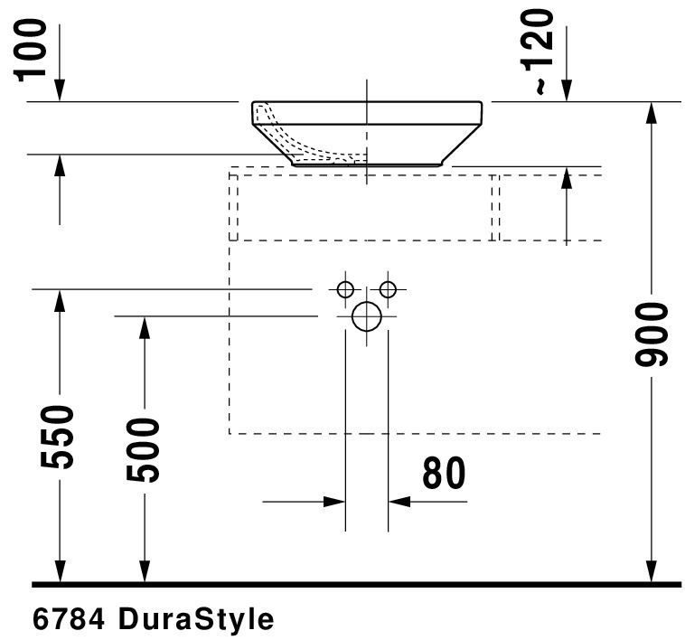 Lavoar Duravit 0349430000, DuraStyle, montaj pe blat, nr orificii baterie fara, zona montaj interior, alb [7]