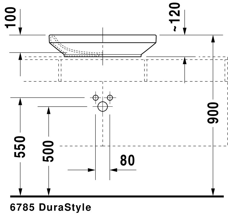 Lavoar Duravit 0349600000, DuraStyle, montaj pe blat, nr orificii baterie fara, zona montaj interior, alb [10]