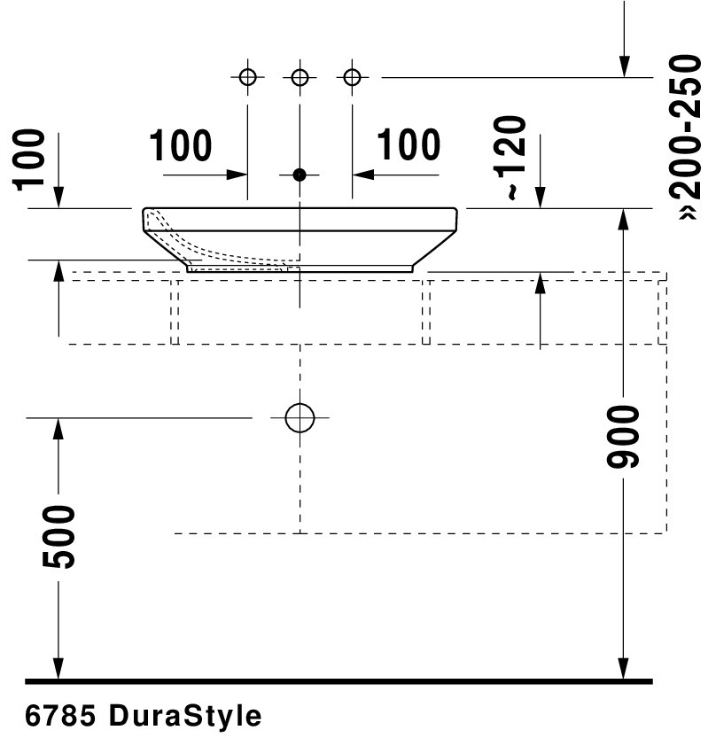 Lavoar Duravit 0349600000, DuraStyle, montaj pe blat, nr orificii baterie fara, zona montaj interior, alb [9]