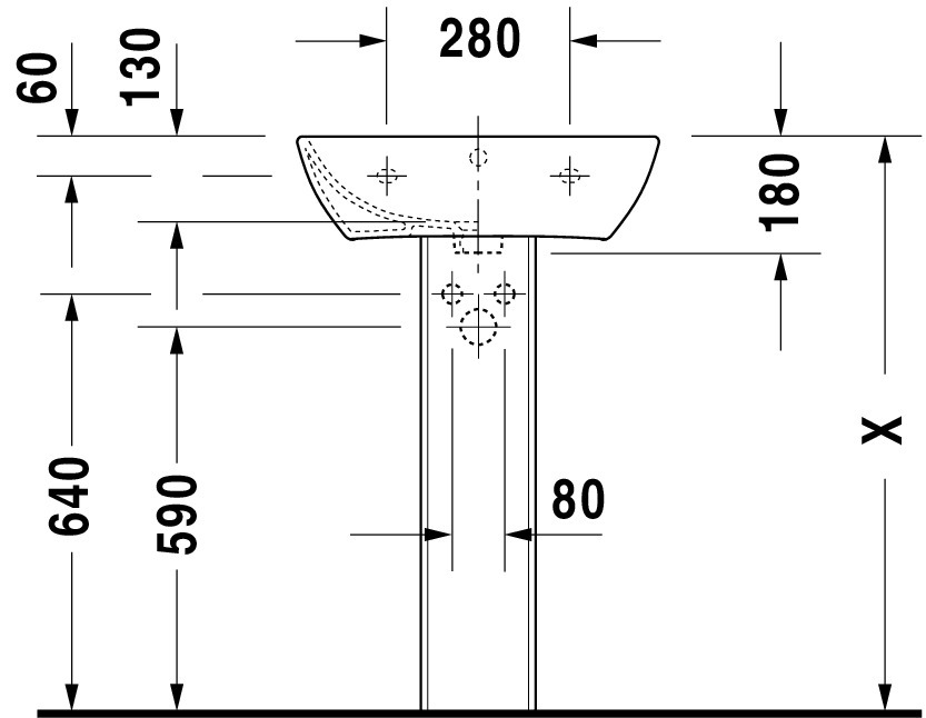 Lavoar Duravit 2335550000, Me by Starck, montaj pe perete, preaplin, zona montaj interior, elemente fixare ascunse, alb [10]