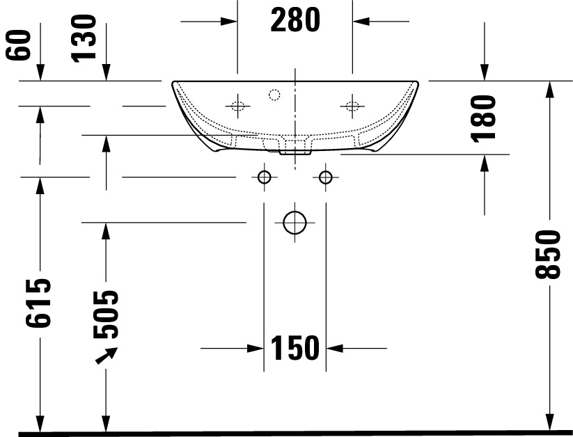 Lavoar Duravit 2343600000, ME by Starck, montaj pe perete, preaplin, zona montaj interior, elemente fixare ascunse, alb [8]