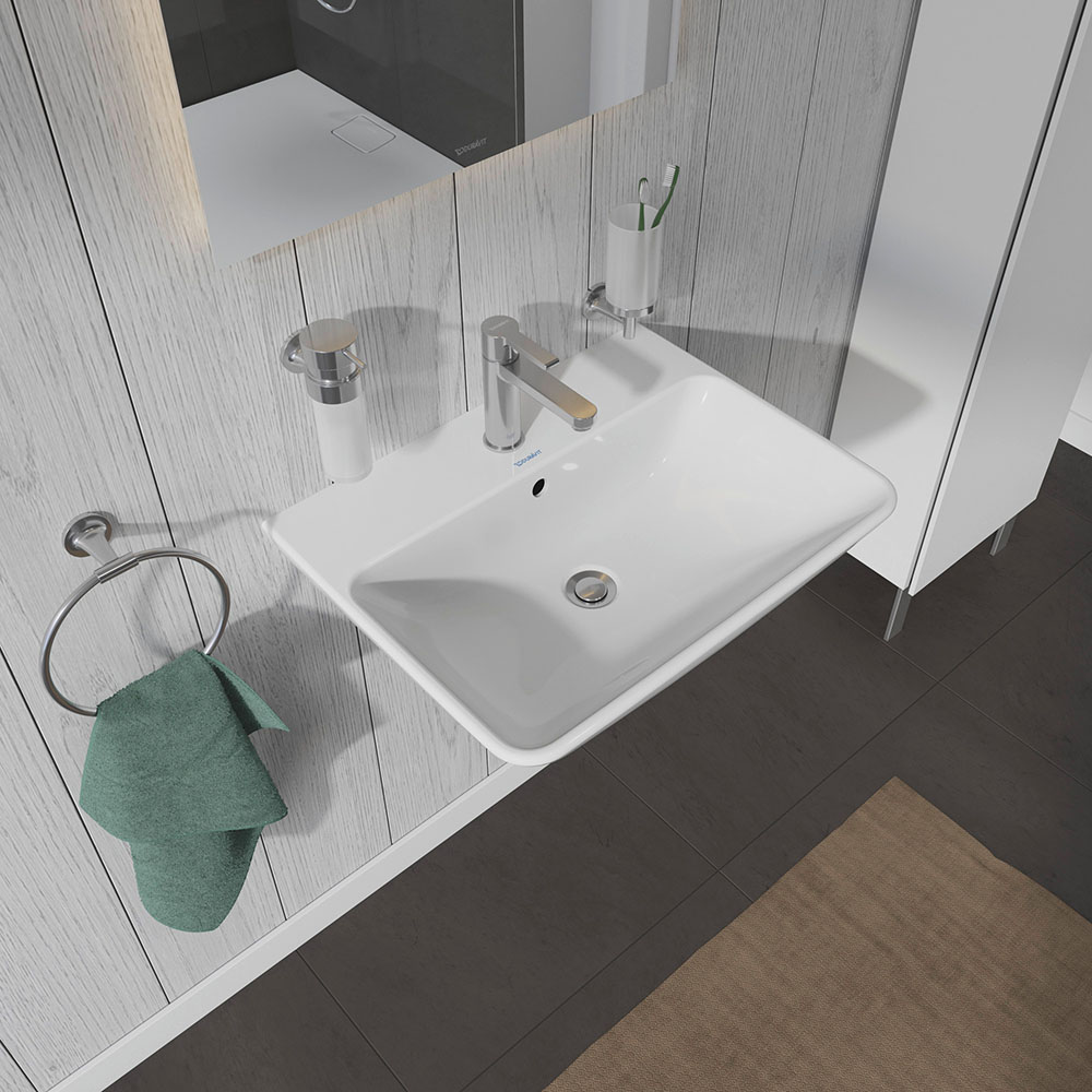 Lavoar Duravit 2335600000, Me by Starck, montaj pe perete, preaplin, zona montaj interior, elemente fixare ascunse, alb [4]
