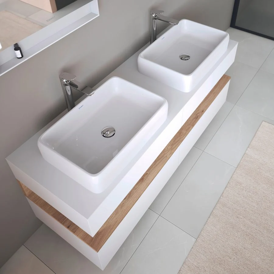 Lavoar Duravit 2383600079, Qatego, montaj pe blat, nr orificii baterie fara, zona montaj interior, alb [4]