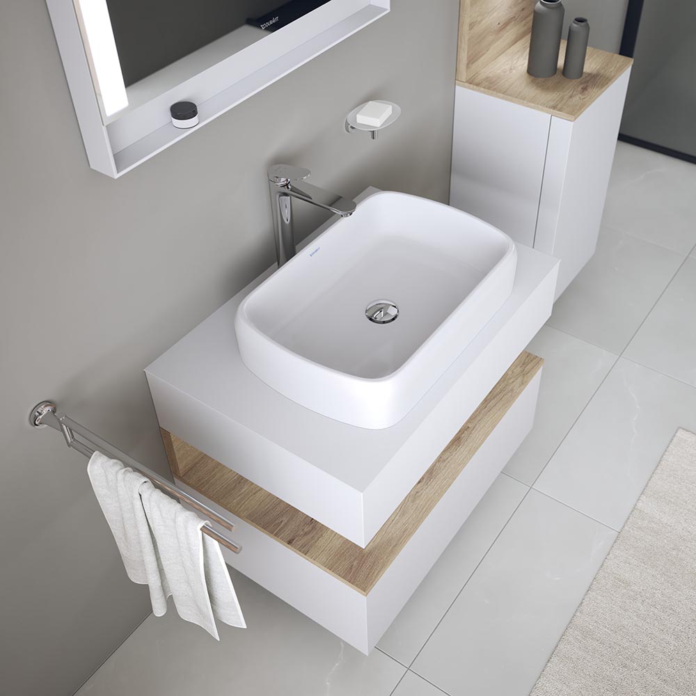 Lavoar Duravit 2384600079, Qatego, montaj pe blat, nr orificii baterie fara, zona montaj interior, alb [2]