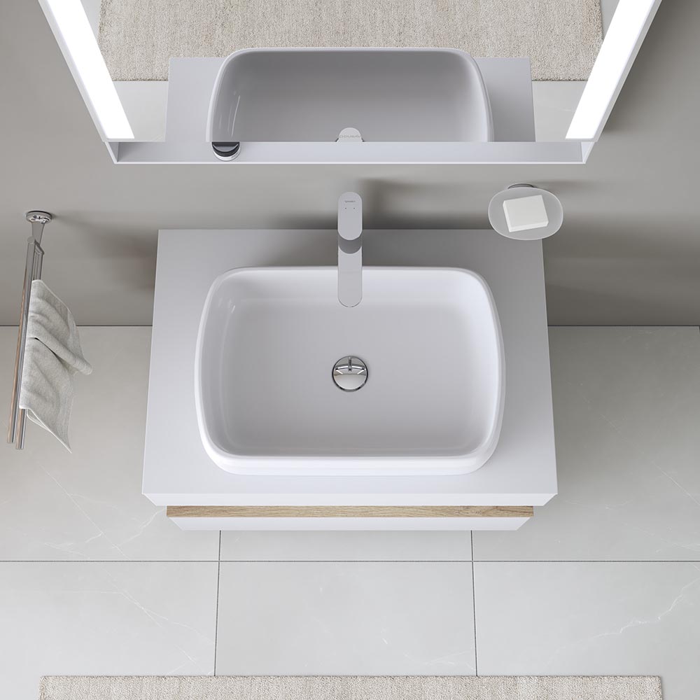 Lavoar Duravit 2384600079, Qatego, montaj pe blat, nr orificii baterie fara, zona montaj interior, alb [4]