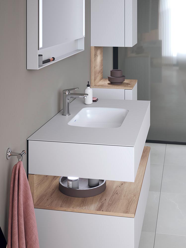 Lavoar Duravit 0398480028, Qatego, montaj sub blat, nr orificii baterie fara, zona montaj interior, alb [3]