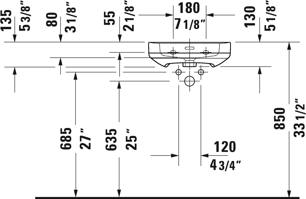 Lavoar Duravit 0744450000, Soleil, montaj pe perete, preaplin, zona montaj interior, elemente fixare ascunse, alb [5]