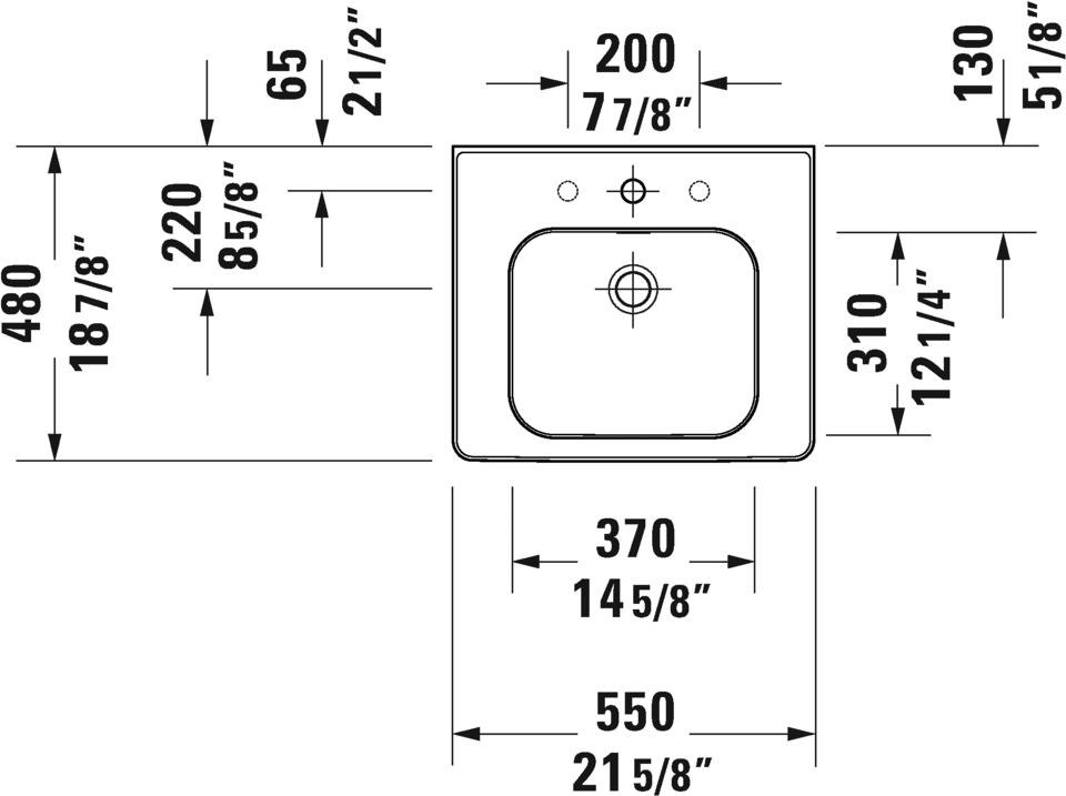 Lavoar Duravit 2376550000, Soleil, montaj pe perete, preaplin, zona montaj interior, elemente fixare ascunse, alb [4]
