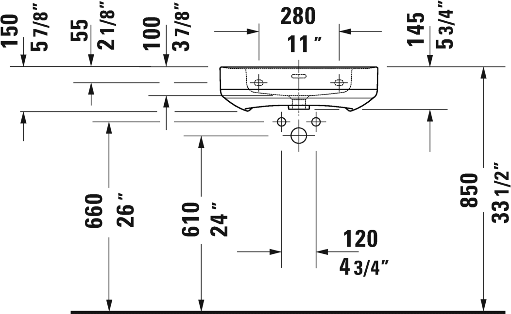 Lavoar Duravit 2376550000, Soleil, montaj pe perete, preaplin, zona montaj interior, elemente fixare ascunse, alb [5]