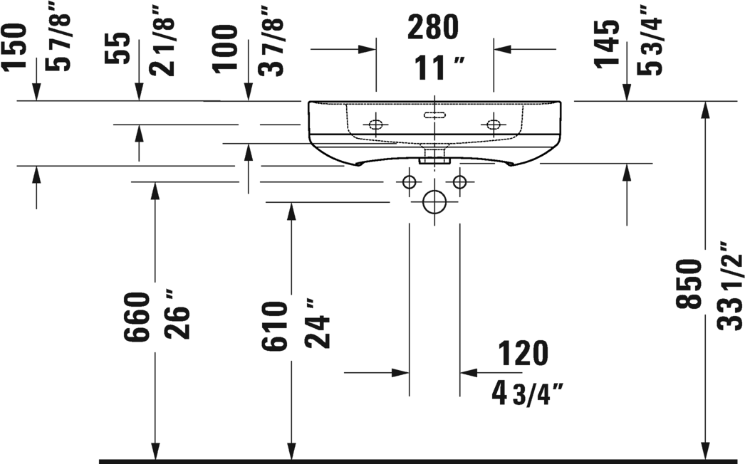 Lavoar Duravit 2376600000, Soleil, montaj pe perete, preaplin, zona montaj interior, elemente fixare ascunse, alb [5]