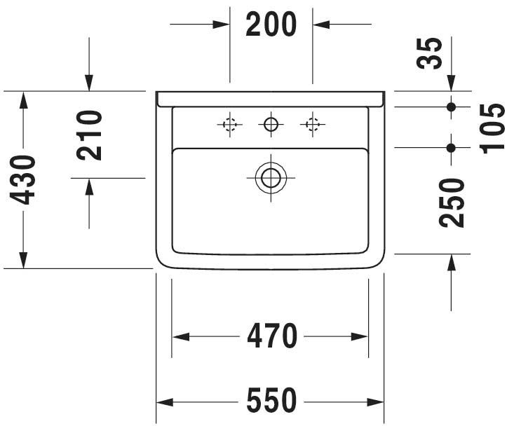 Lavoar Duravit 0300550000, Stack 3, montaj pe perete, preaplin, zona montaj interior, elemente fixare ascunse, alb [4]