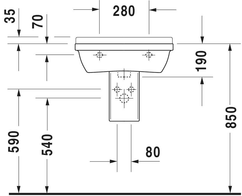 Lavoar Duravit 0300550000, Stack 3, montaj pe perete, preaplin, zona montaj interior, elemente fixare ascunse, alb [5]