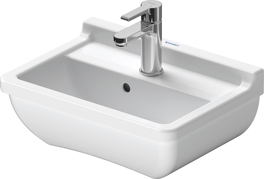 Baie - Lavoar Duravit 0750450000, Starck 3, montaj pe perete, preaplin, zona montaj interior, elemente fixare ascunse, alb
