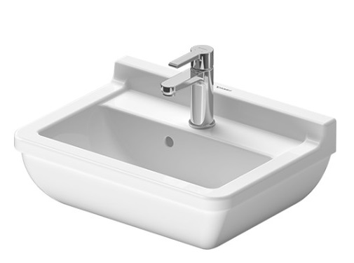 Baie - Lavoar Duravit 0300500000, Starck 3, montaj pe perete, preaplin, zona montaj interior, elemente fixare ascunse, alb