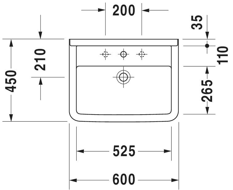 Lavoar Duravit 0300600000, Starck 3, montaj pe perete, preaplin, zona montaj interior, elemente fixare ascunse, alb [5]