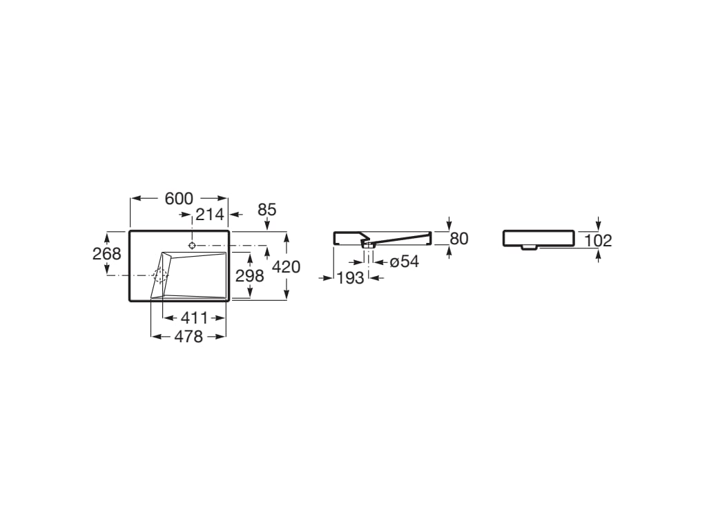 Lavoar Roca A32727600B, Horizon, montaj pe blat, zona montaj interior, elemente fixare ascunse, seria Horizon, alb [1]