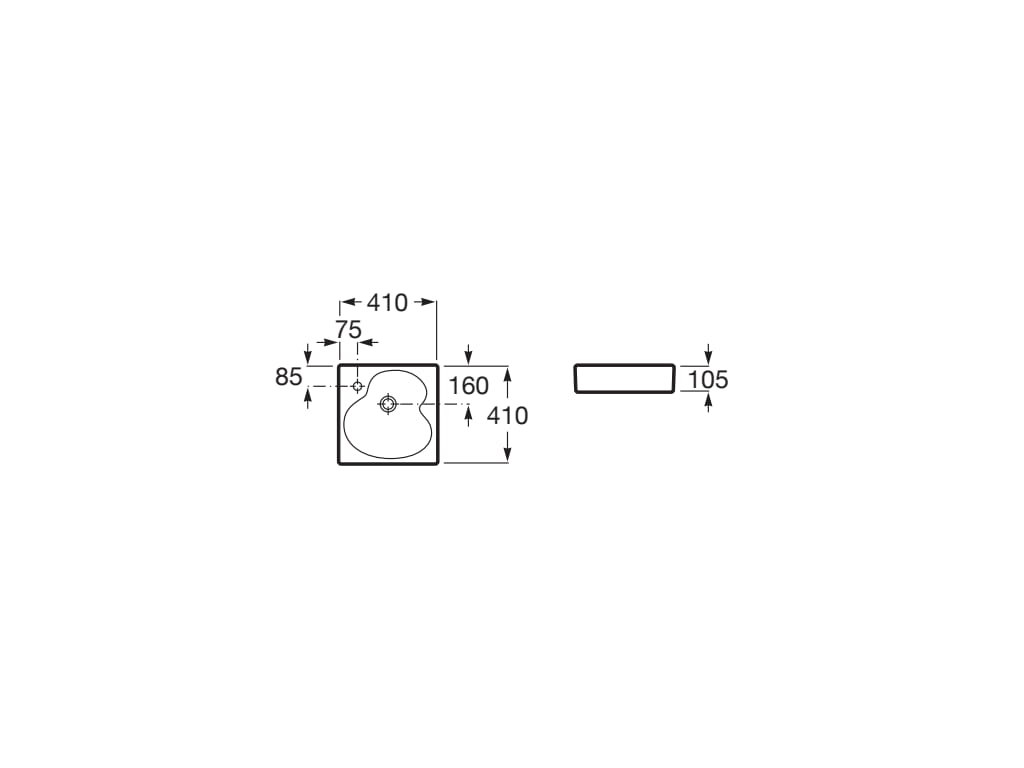 Lavoar Roca A327A14080, Ohtake, montaj pe blat, zona montaj interior, elemente fixare ascunse, negru [1]