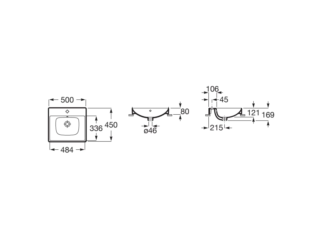 Lavoar Roca A32768L000, Ona, montaj pe blat, preaplin, zona montaj interior, elemente fixare ascunse, alb [1]