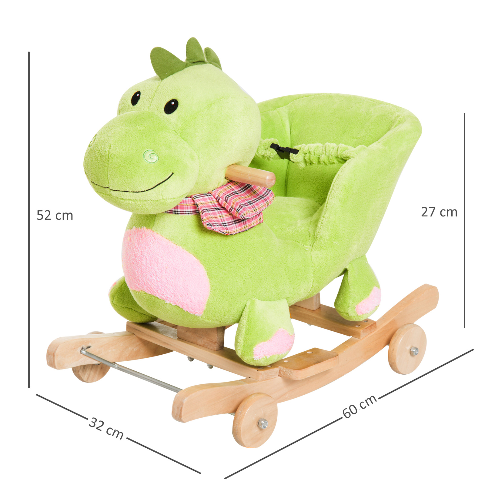  Cal Balansoar cu Roti sub Forma de Dragon pentru copii 18-36 luni Verde [2]