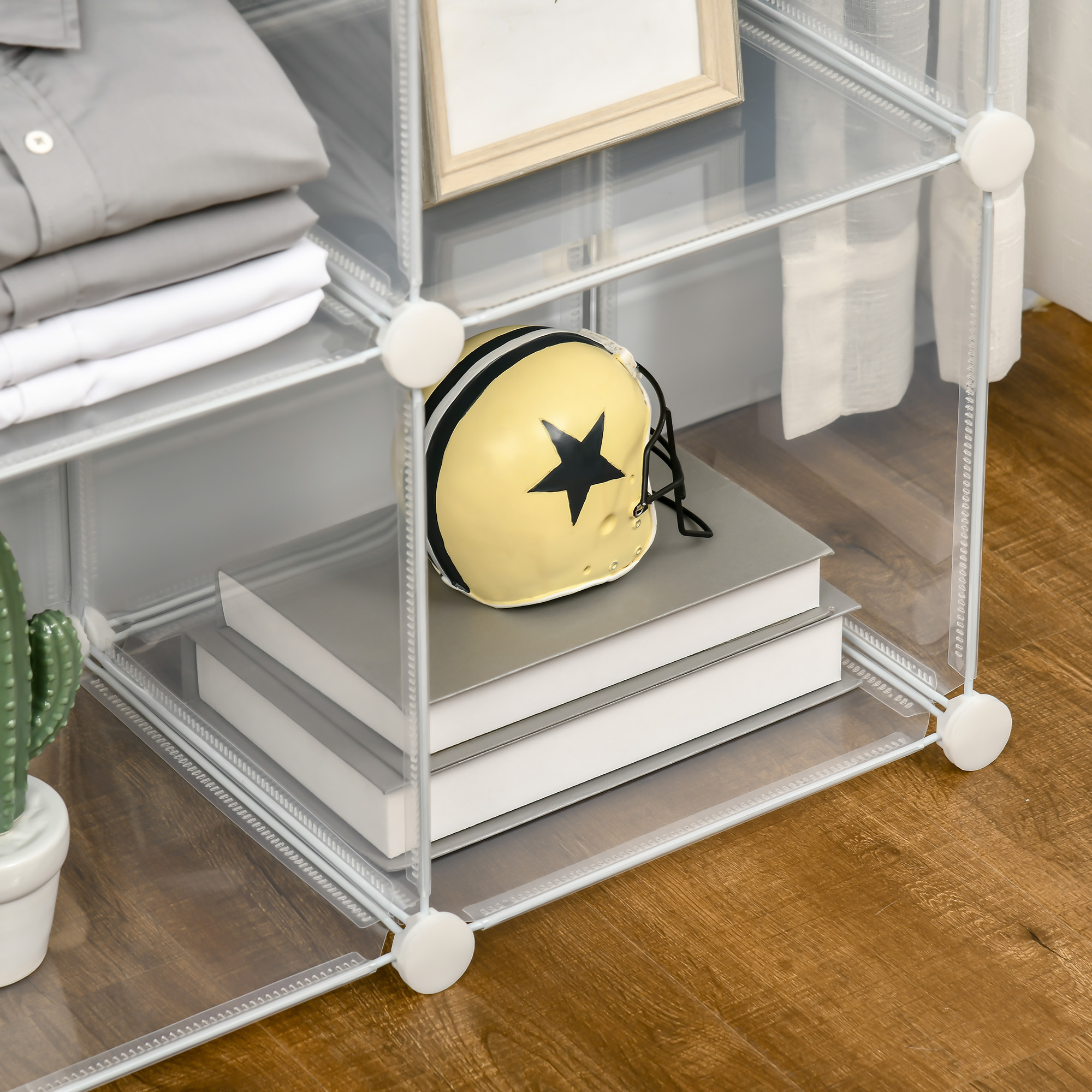  Dulap interior modular pentru pantofi, 6 cuburi din plastic PP, 94,5x32x162cm, transparent [7]