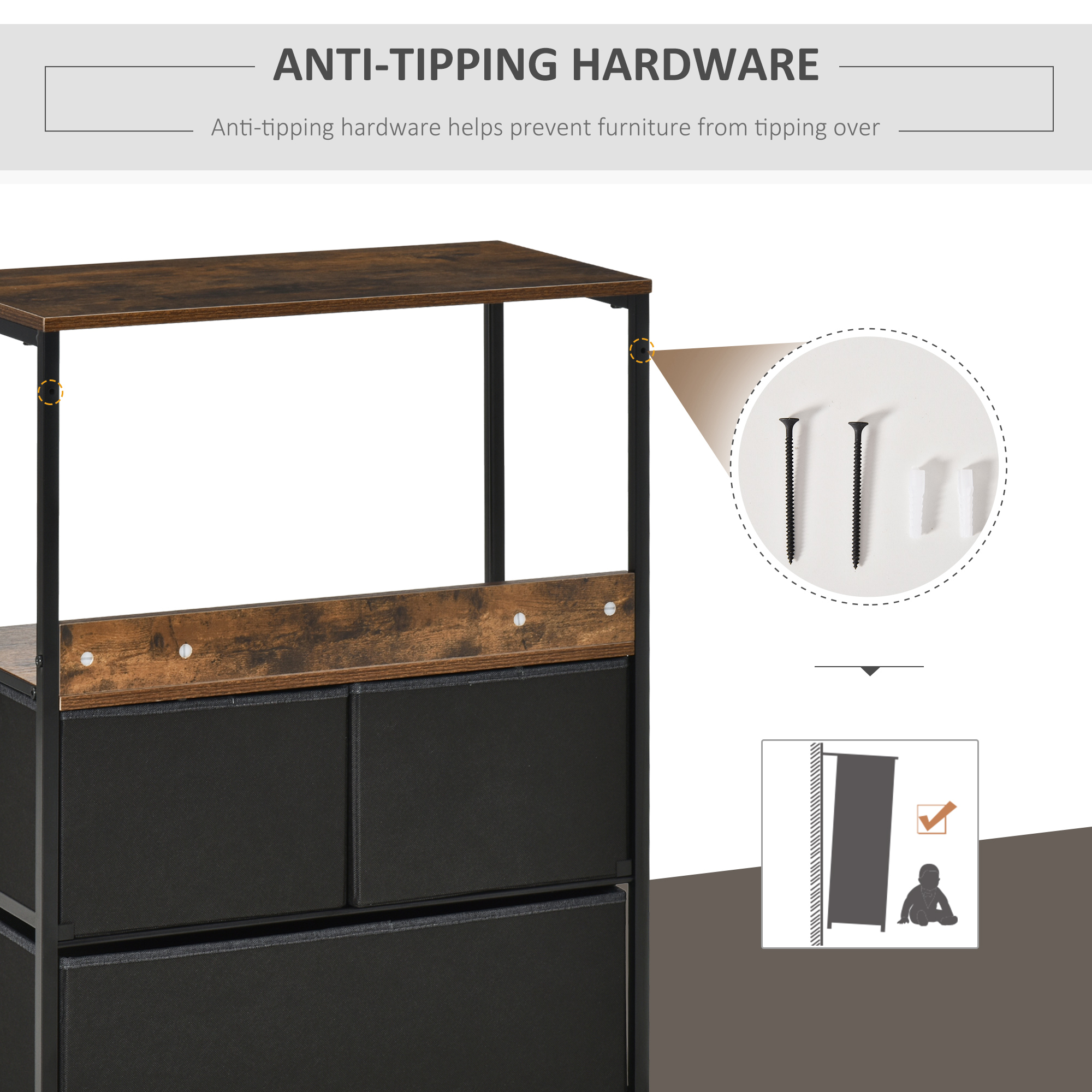  Comoda multifunctionala cu 3 sertare pliante din material textil 58x29x81.5cm [5]