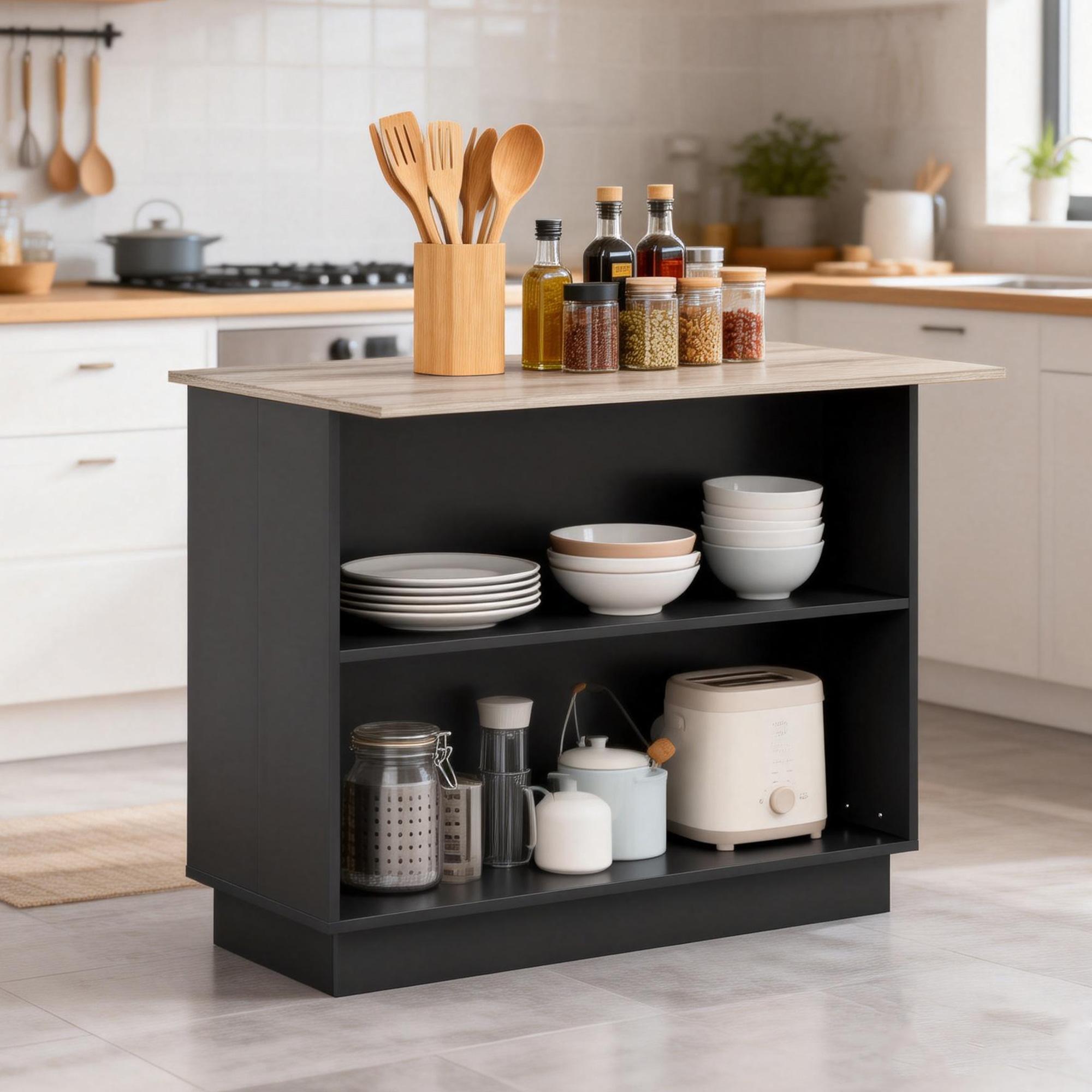  Insula Bucatarie 105×60 cm - Carucior Bar Multifunctional cu Sertar [7]