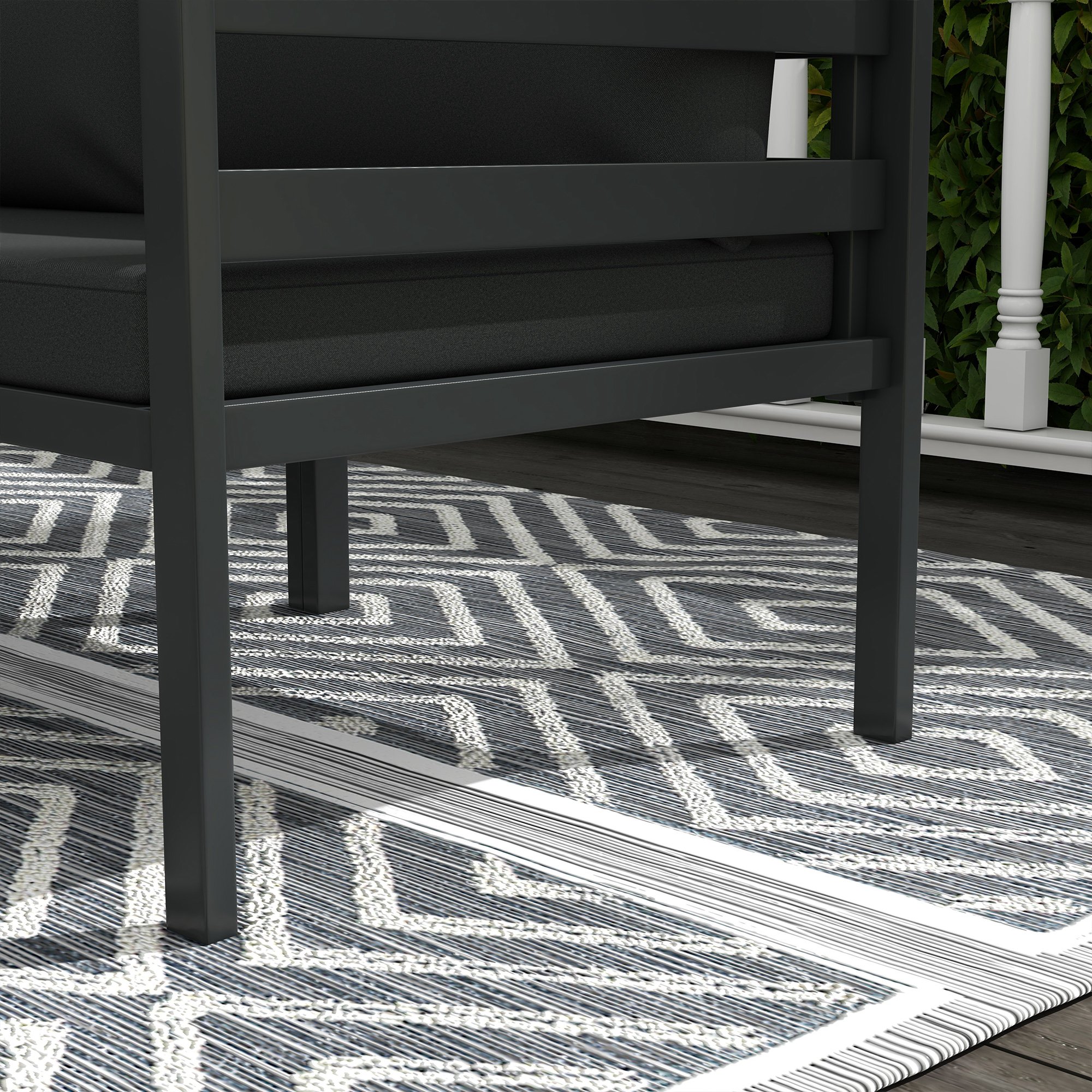  Set de Mobilier de Gradina din 7 Piese cu Canapea de Colt, Masa de Cafea, Set de Mobilier Sectional, Gri [7]