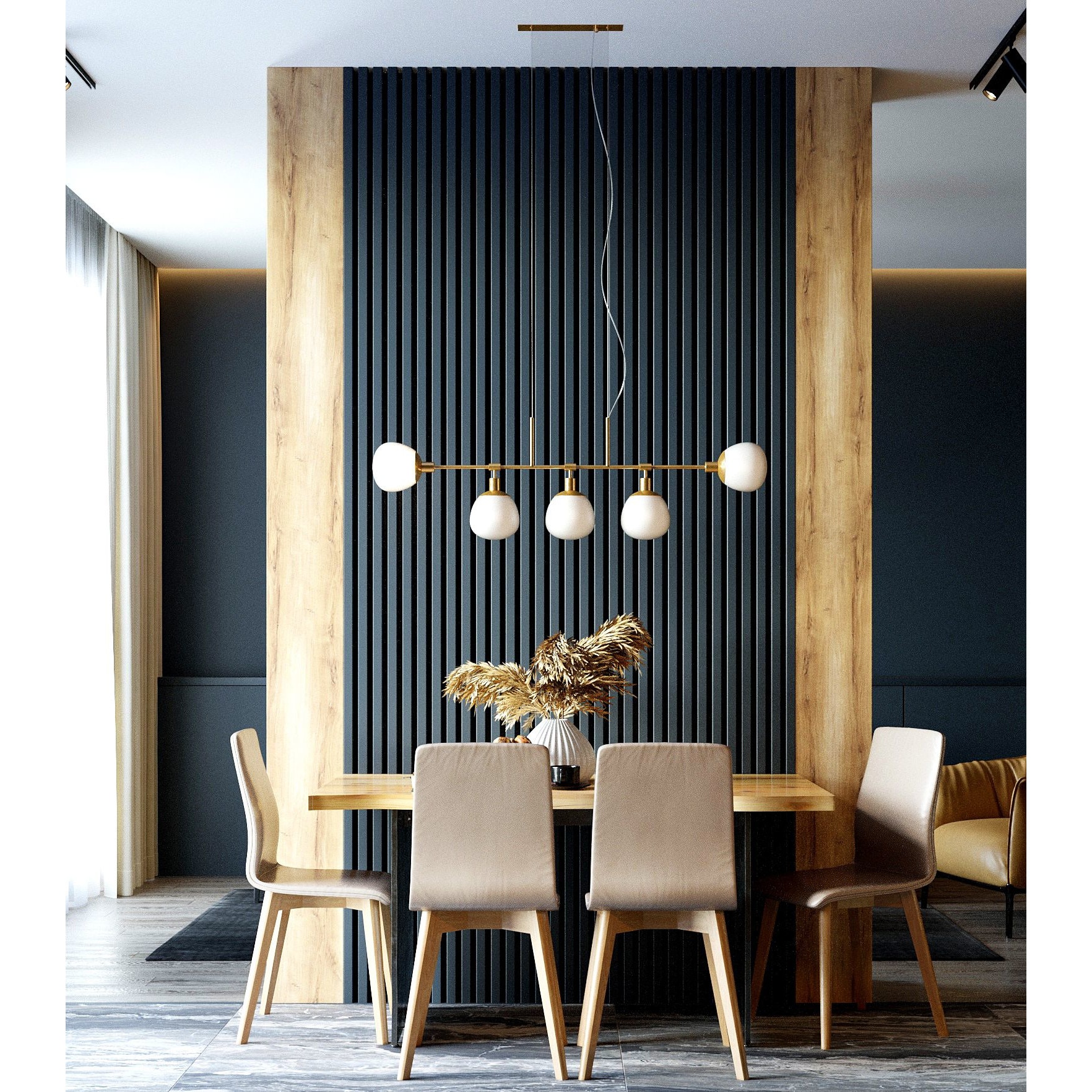 Riflaj MDF decorativ LDA PREMIUM de tip Panou Acustic, Negru, 260x40 cm [10]