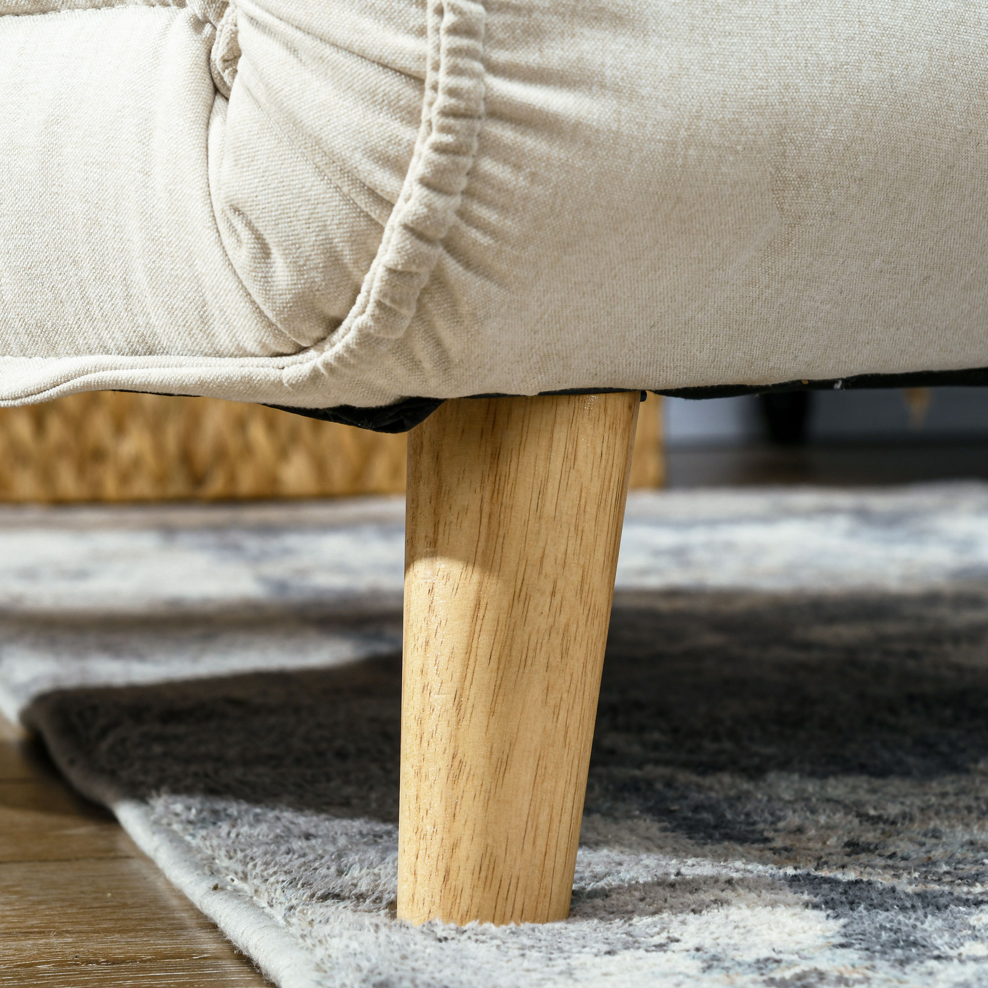  Fotoliu Pat 2-in-1 - Spatar Reglabil pe 6 Nivele & Perna, Bej [7]