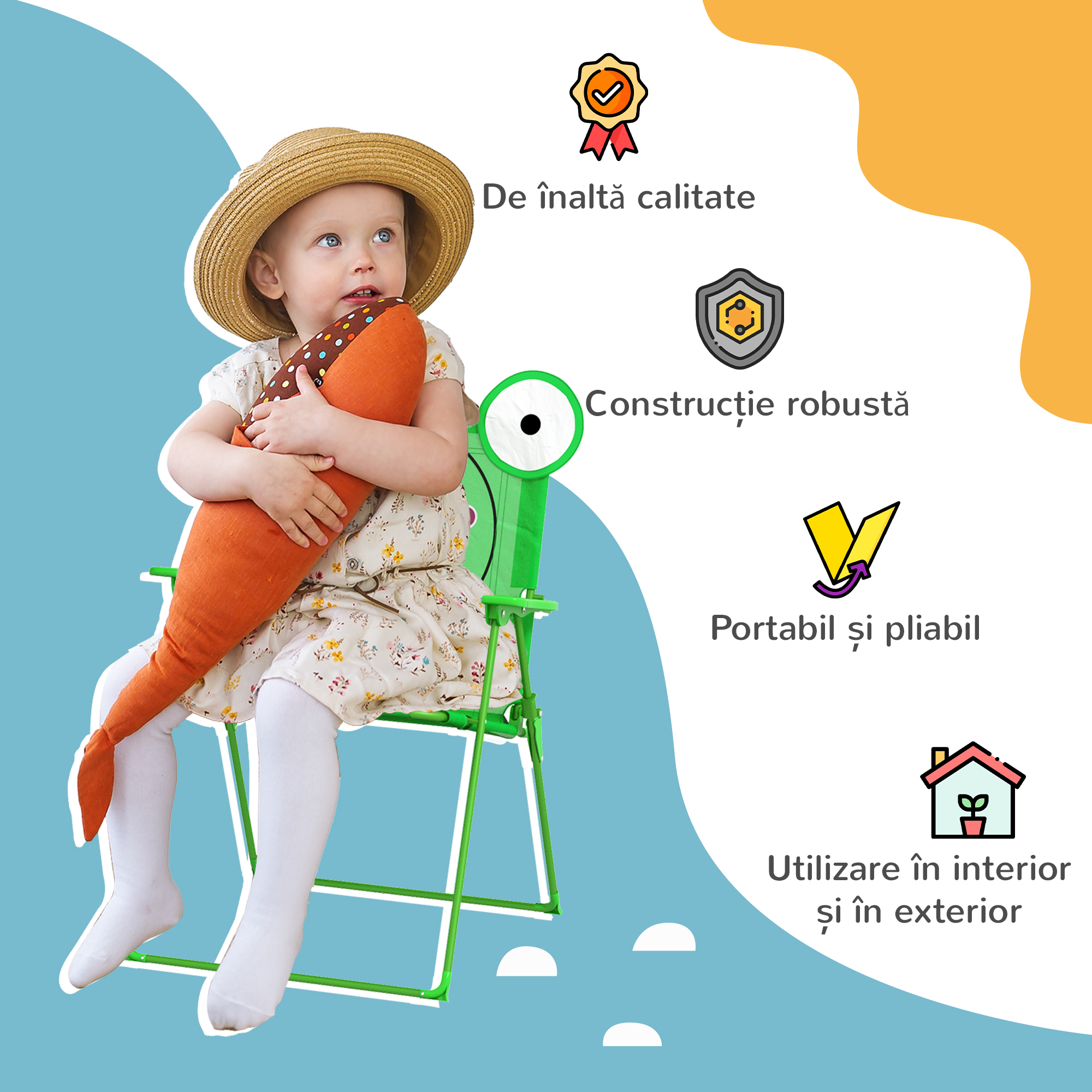  Set Masa de Gradina cu 2 Scaune Pliabile si Umbrela pentru Copii [4]