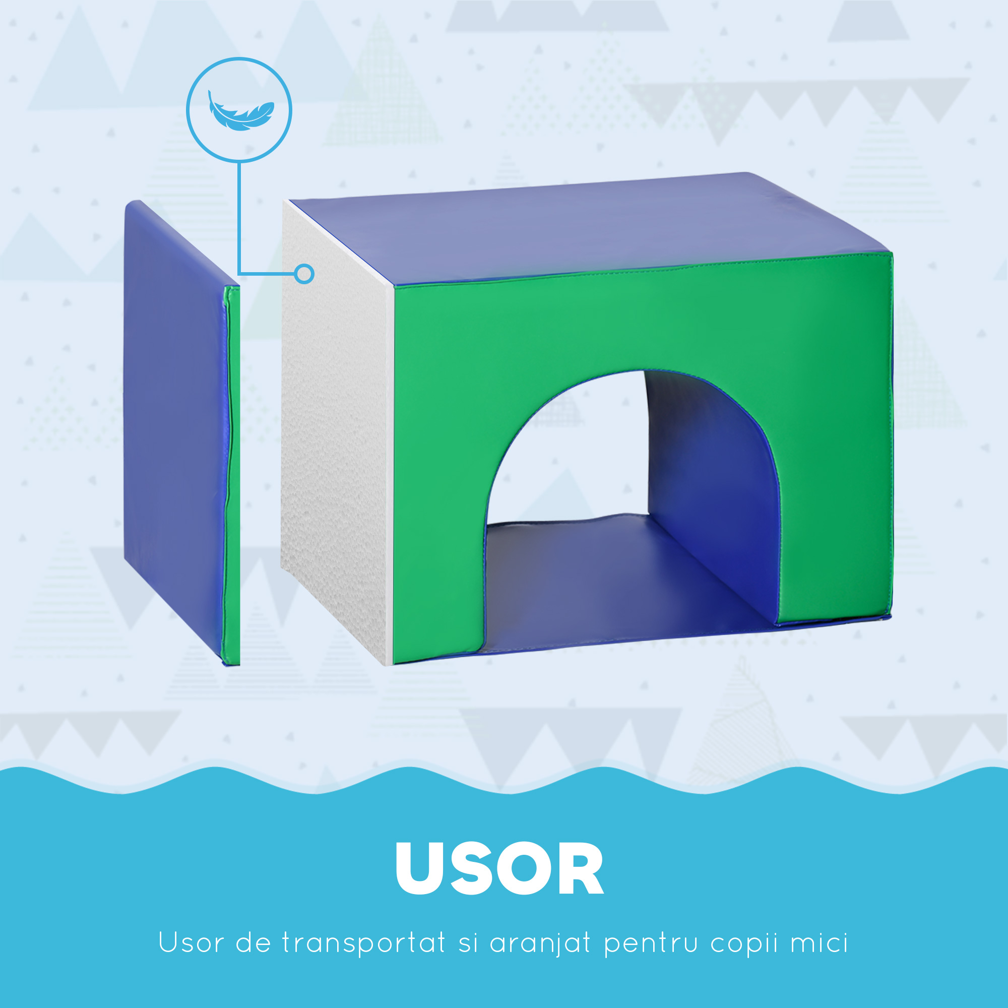  Set de Joc pentru Copii 1-3 Ani cu 7 Blocuri Multicolor in PU si EPE, 170x130x40 cm [6]