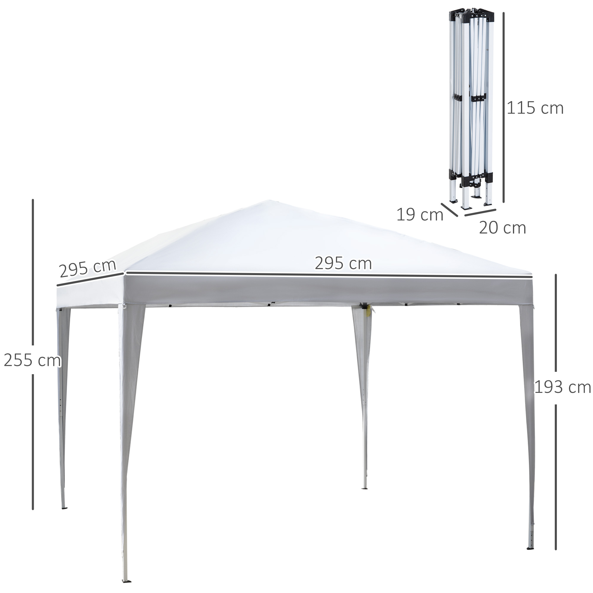 Gazebo Pliabil pentru Gradina  - Alb, 2.95x2.95m, cu Accesorii Incluse [2]