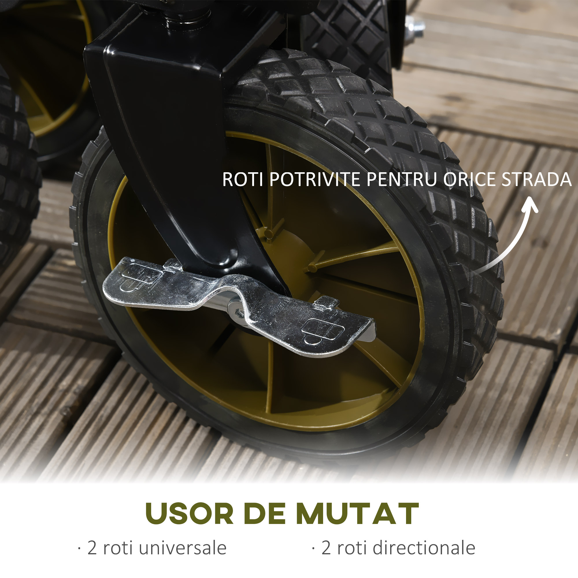  Carucior de Gradina 125L Pliabil cu Maner si 5 Saci, 108x55x93 cm, Verde [5]