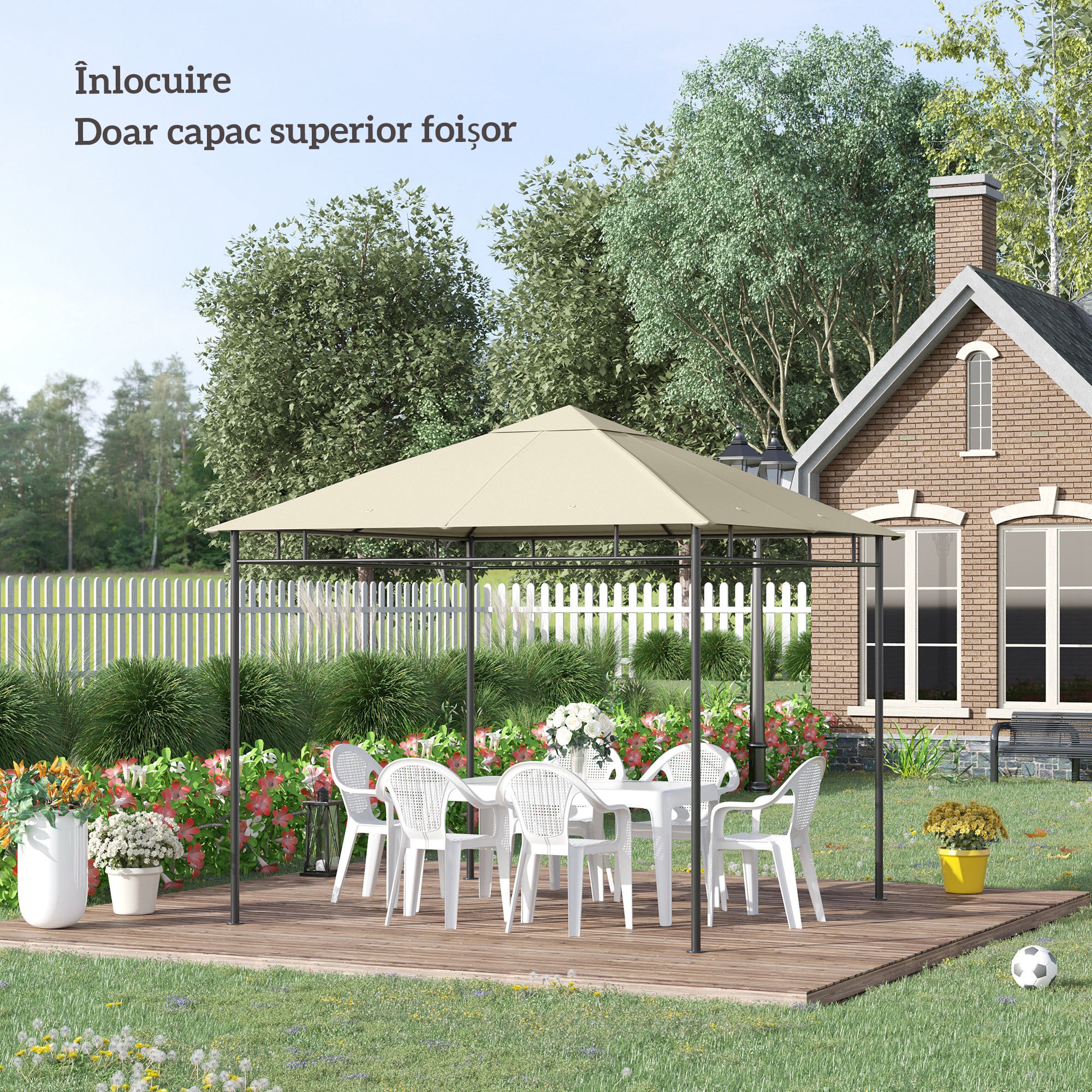  Tetto di Ricambio Telo Sostitutivo per Gazebo Traspirante 3x3m [7]