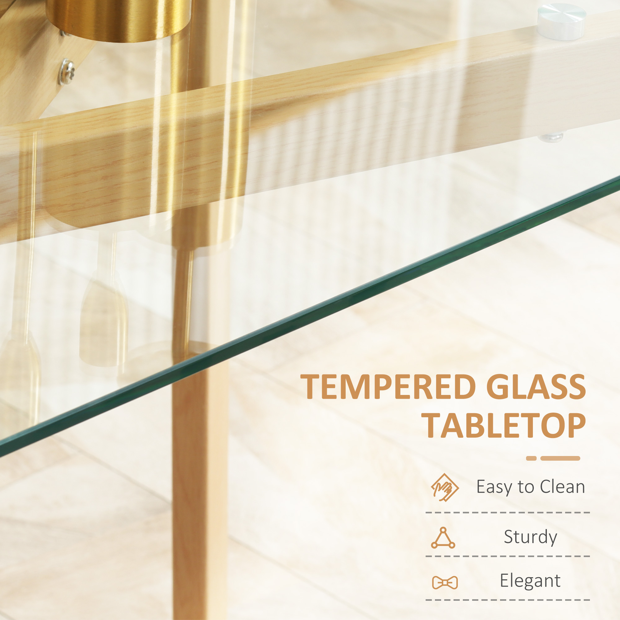  Masa de sufragerie dreptunghiulara pentru max 4 persoane, din otel cu blat din sticla securizata, pentru bucatarie, sufragerie 120x60x76cm [4]