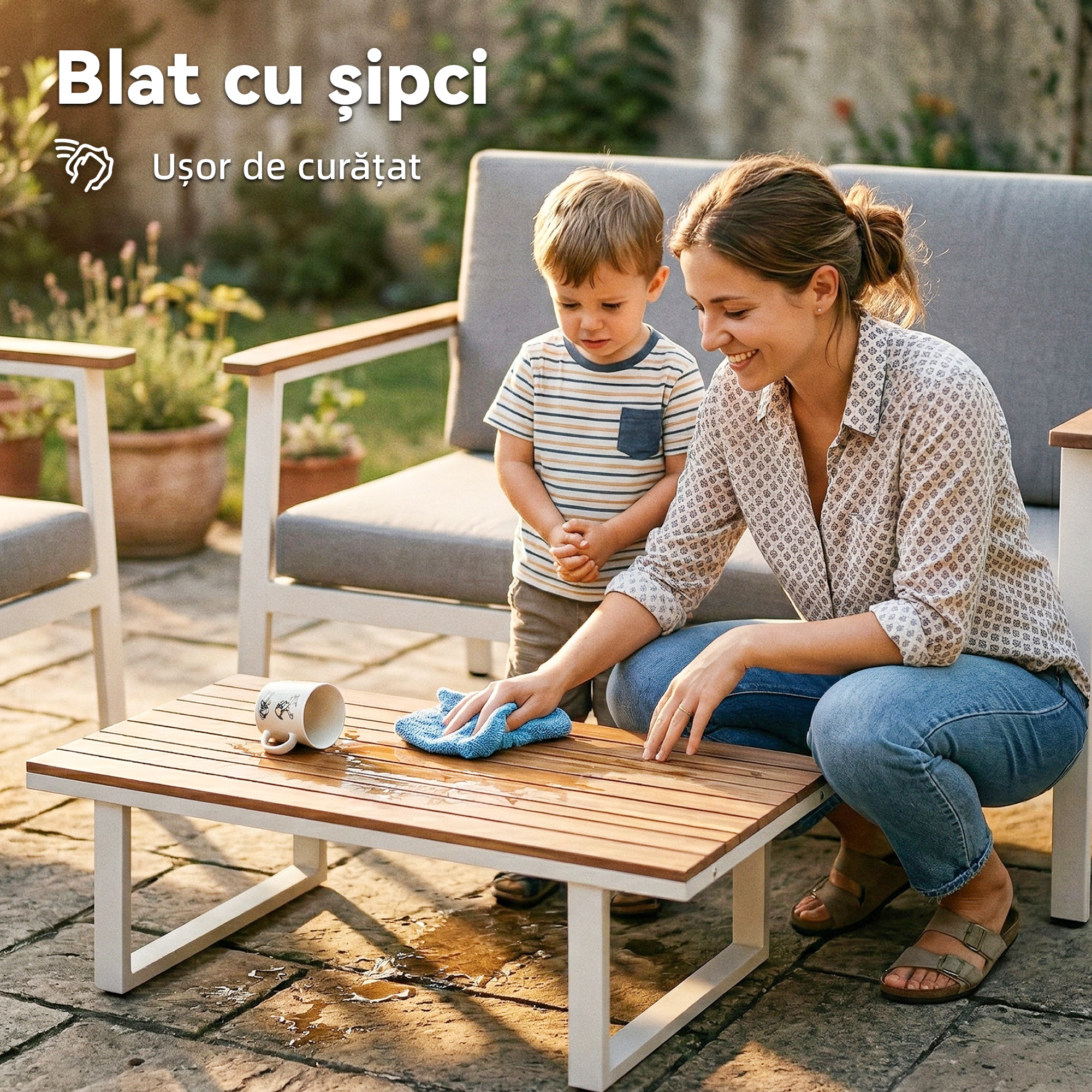  Set Mobilier Gradina 4 Persoane: 2 Fotolii, Canapea, Masuta [6]