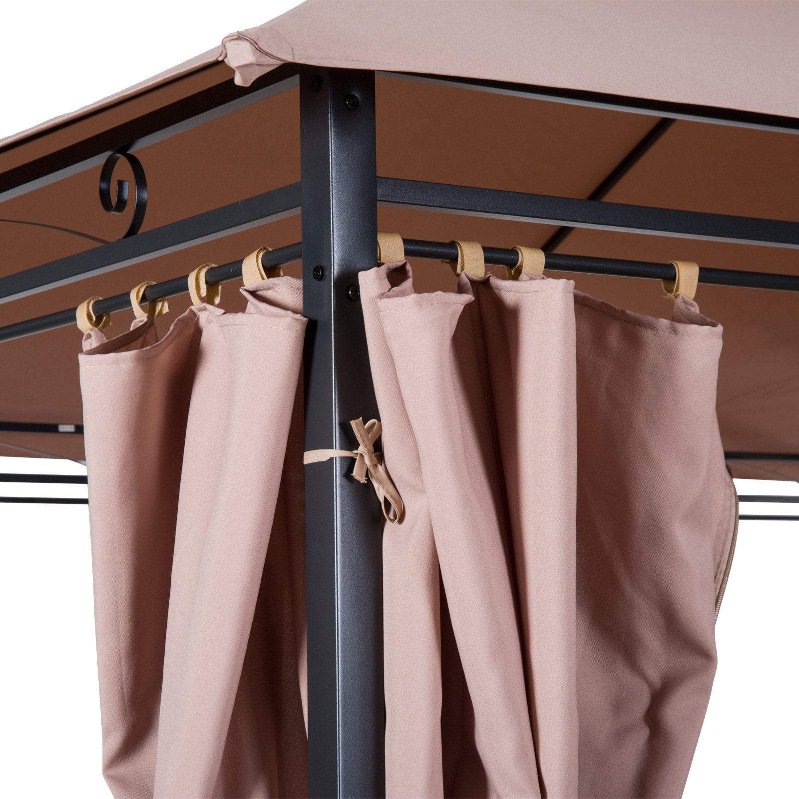  Foisor din Otel cu Acoperis Dublu si Perdele Impermeabile culoare kaki 4 x 3 m [7]