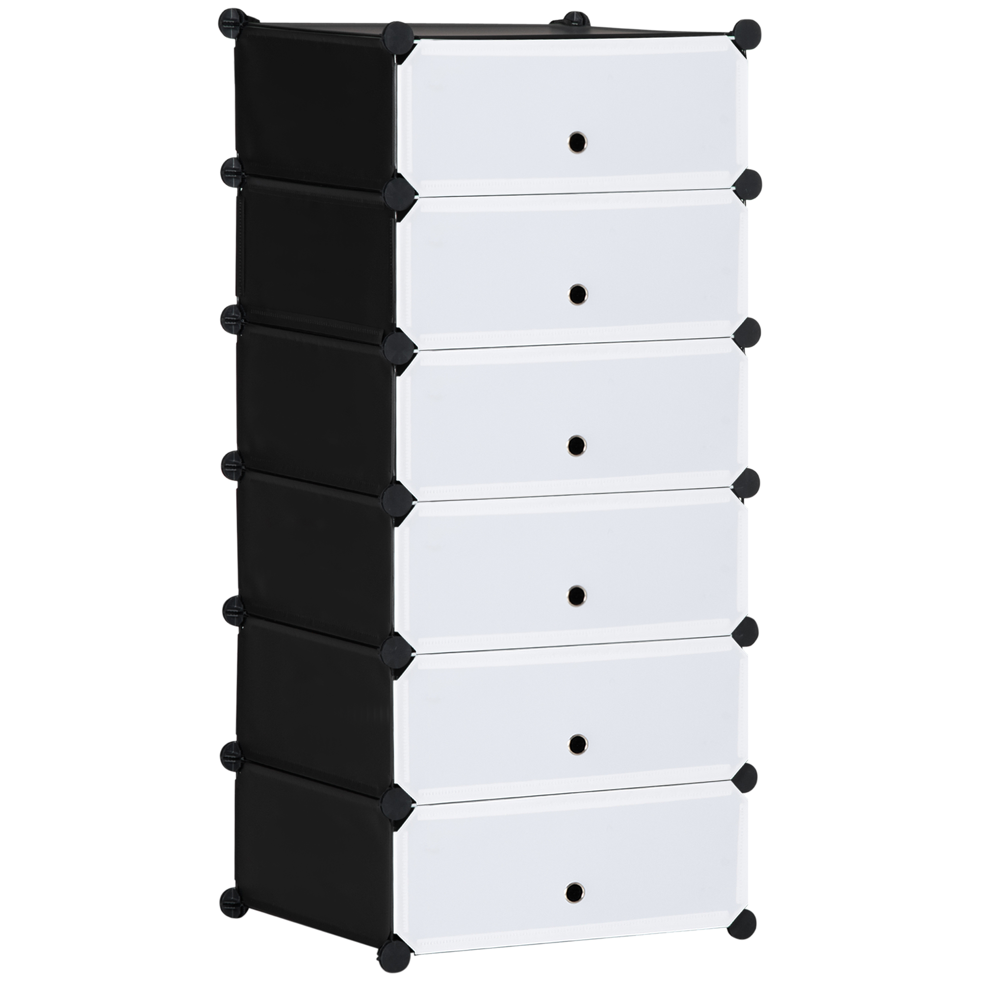 Living & hol -  Mobilier pentru incaltaminte modular, 6 cuburi 49x36.5x108 cm din plastic PP si otel, Negru