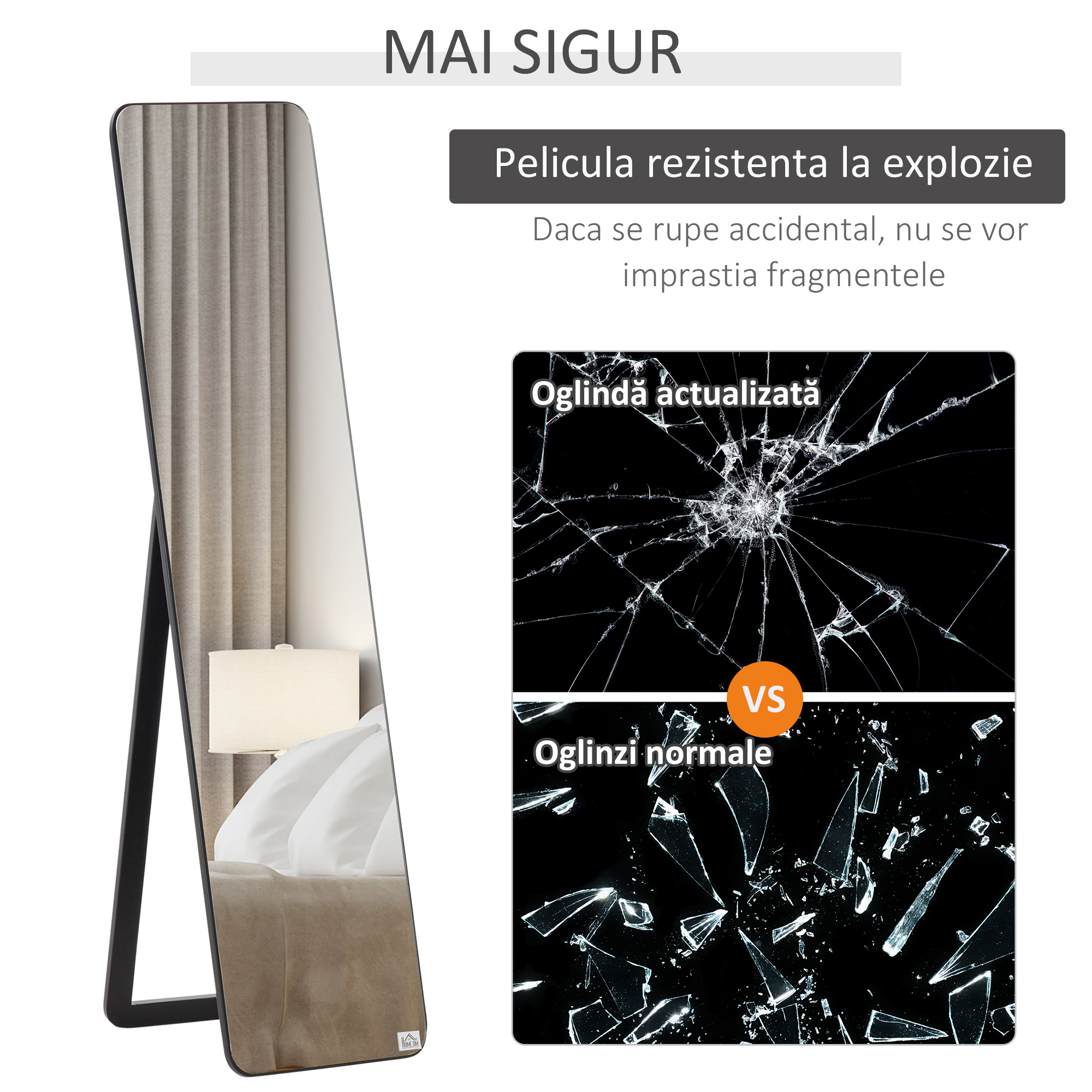  Oglinda de Podea sau Perete cu Cadru din Lemn, Oglinda cu Suport, Pliabil cu Balama, 37x43x156 cm, Nuc [6]